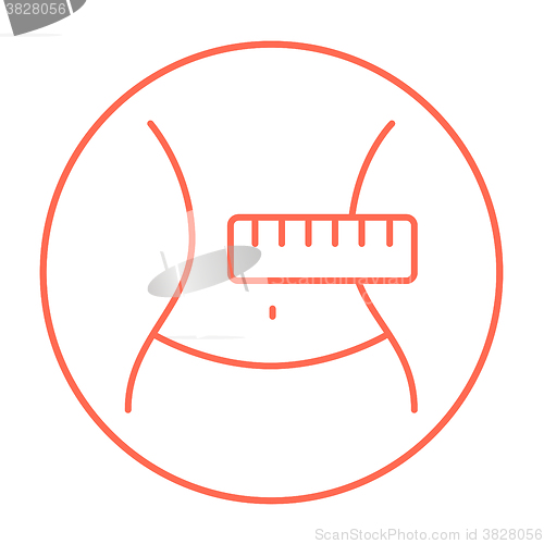 Image of Waist with measuring tape line icon.