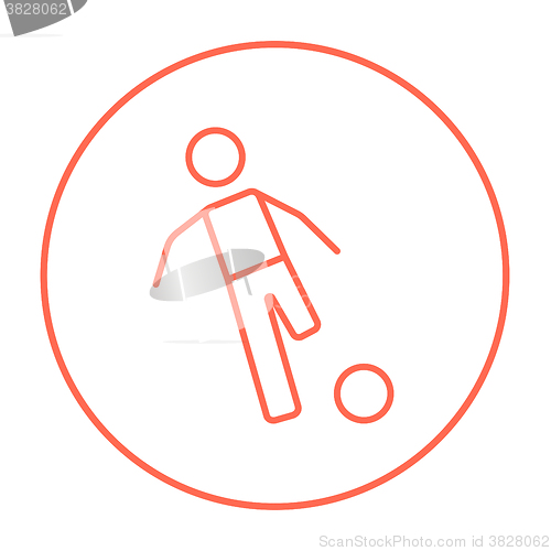Image of Soccer player with ball line icon.