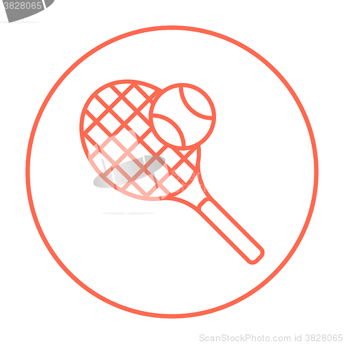 Image of Tennis racket and ball line icon.