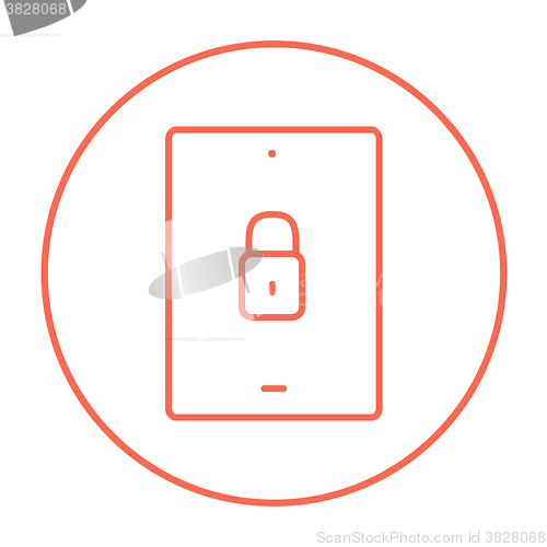 Image of Digital tablet security line icon.