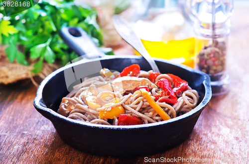Image of soba with meat and vegetables