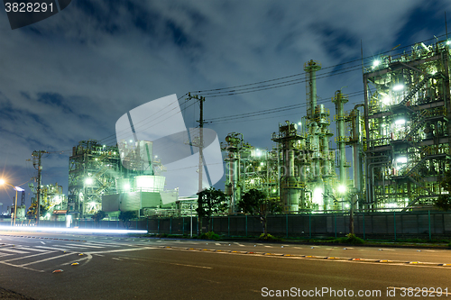 Image of Industrial plant working at night