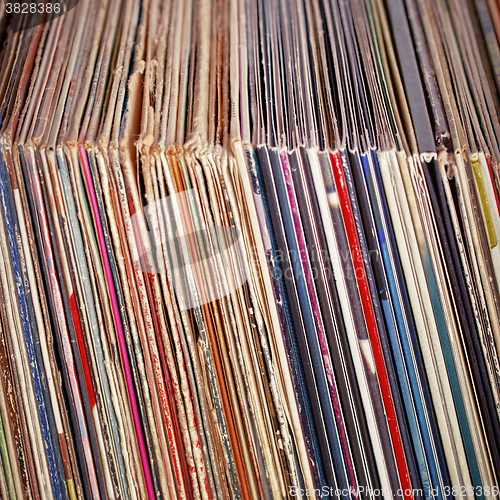 Image of Stack of old vinyl records