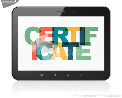 Image of Law concept: Tablet Computer with Certificate on  display