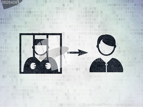 Image of Law concept: Criminal Freed on Digital Paper background