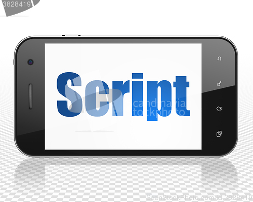 Image of Programming concept: Smartphone with Script on display