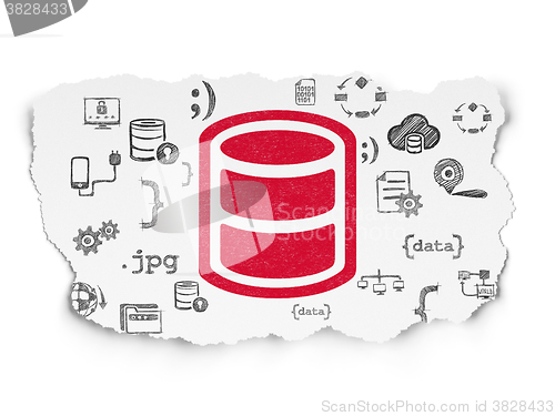 Image of Database concept: Database on Torn Paper background