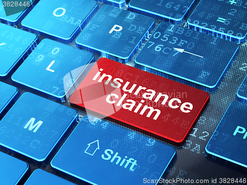 Image of Insurance concept: Insurance Claim on computer keyboard background