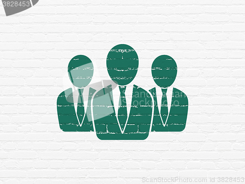 Image of Law concept: Business People on wall background