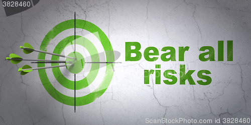 Image of Insurance concept: target and Bear All Risks on wall background