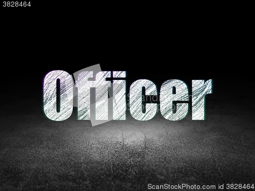 Image of Law concept: Officer in grunge dark room