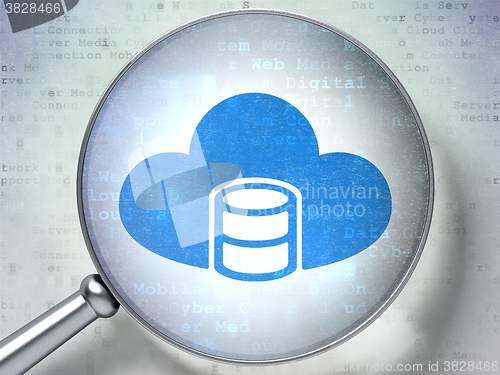 Image of Cloud technology concept: Database With Cloud with optical glass on digital background