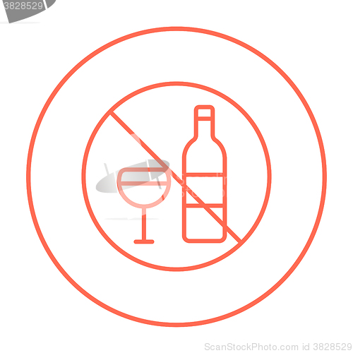 Image of No alcohol sign line icon.