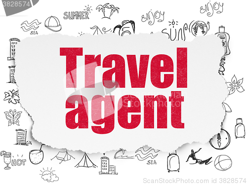 Image of Tourism concept: Travel Agent on Torn Paper background