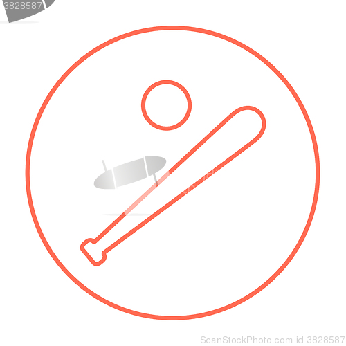 Image of Baseball bat and ball line icon.