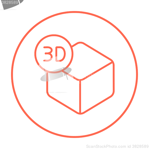 Image of Three D box line icon.