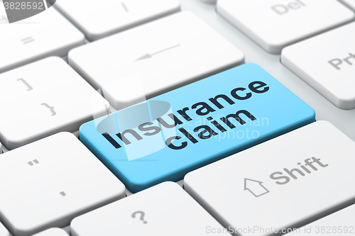 Image of Insurance concept: Insurance Claim on computer keyboard background