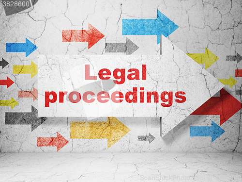 Image of Law concept: arrow with Legal Proceedings on grunge wall background