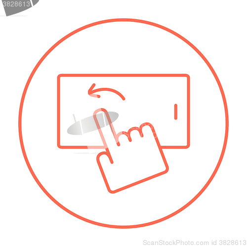 Image of Finger touching smartphone line icon.