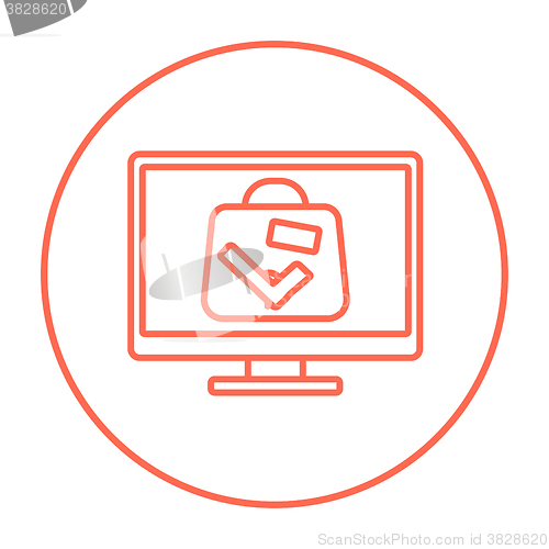 Image of Suitcase at x-ray airport scanner line icon.