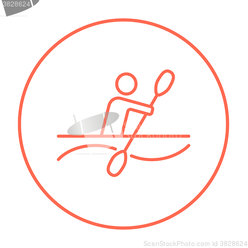 Image of Man kayaking line icon.