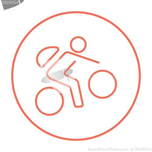 Image of Man riding bike line icon.