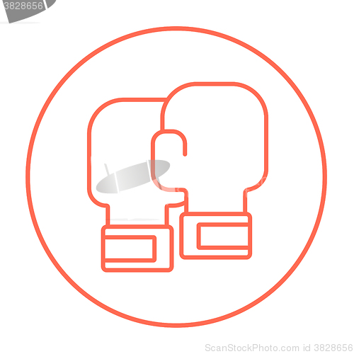 Image of Boxing gloves line icon.