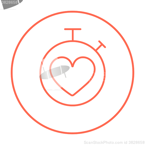 Image of Stopwatch with heart sign line icon.