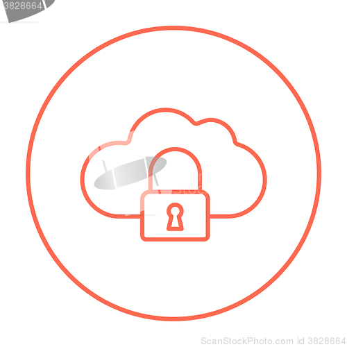 Image of Cloud computing security line icon.