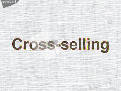 Image of Finance concept: Cross-Selling on fabric texture background