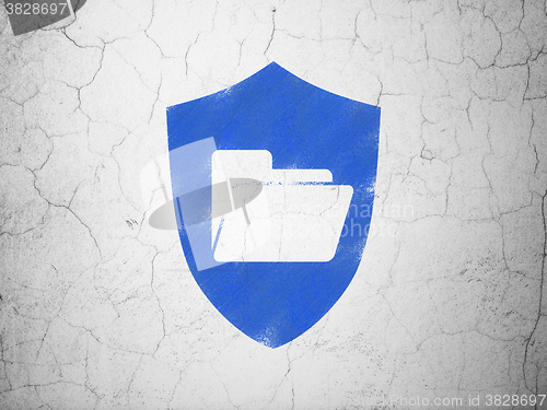 Image of Business concept: Folder With Shield on wall background