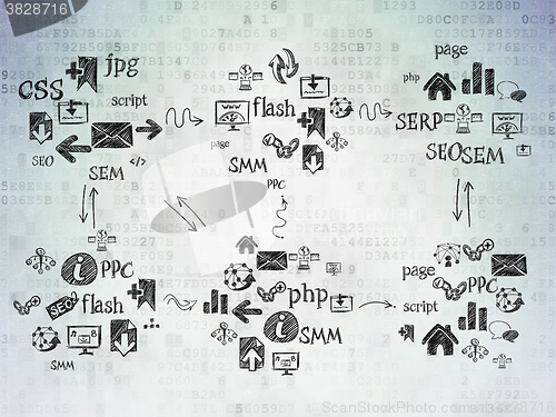 Image of Digital background: Digital Paper with  Hand Drawn Site Development Icons