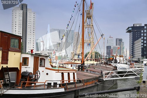 Image of ROTTERDAM, THE NETHERLANDS - 18 AUGUST: Old cranes in Historical