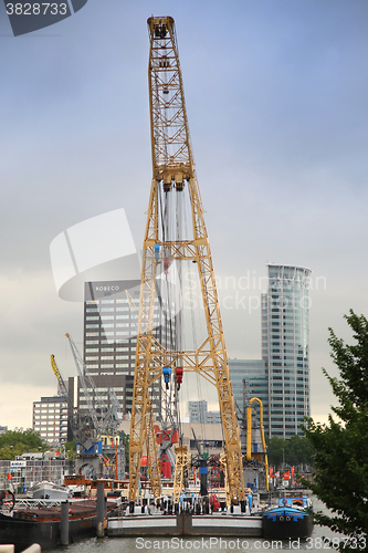 Image of ROTTERDAM, THE NETHERLANDS - 18 AUGUST: Old cranes in Historical
