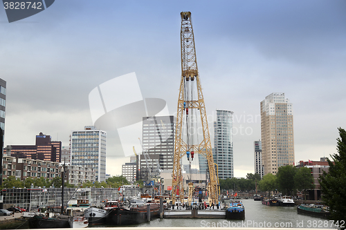 Image of ROTTERDAM, THE NETHERLANDS - 18 AUGUST: Old cranes in Historical