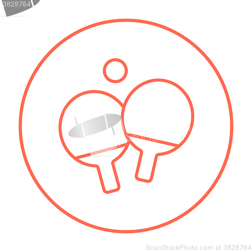 Image of Table tennis racket and ball line icon.