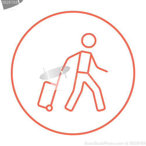 Image of Man with suitcase line icon.