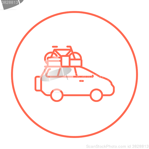 Image of Car with bicycle mounted to the roof line icon.