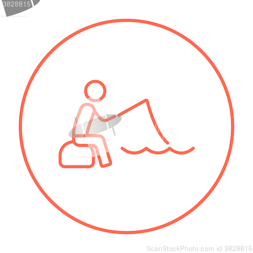 Image of Fisherman sitting with rod line icon.