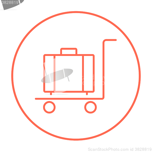 Image of Luggage on trolley line icon.