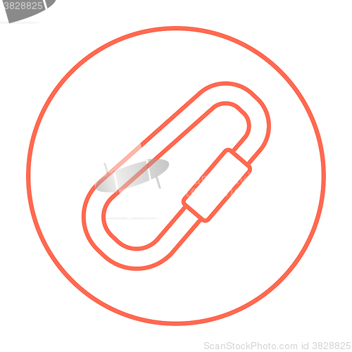 Image of Climbing carabiner line icon.