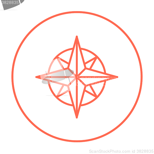 Image of Compass wind rose line icon.