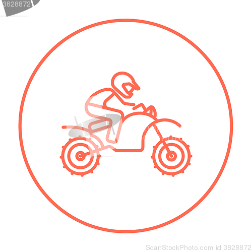 Image of Man riding motocross bike line icon.