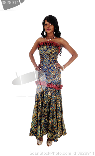 Image of African American woman in African dress.