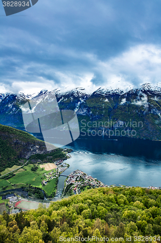 Image of Beautiful Nature Norway Stegastein Lookout.