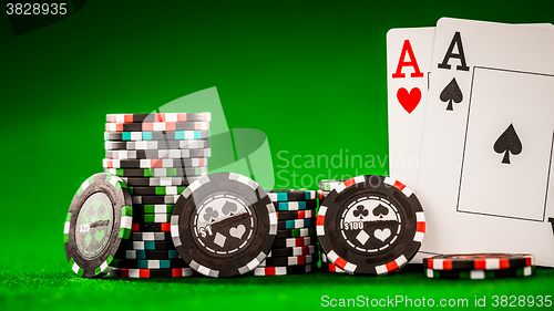 Image of chips and two aces