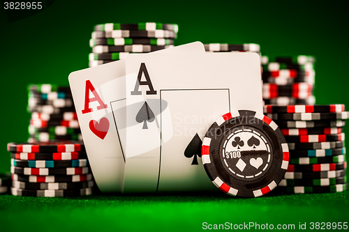 Image of chips and two aces