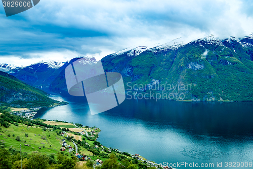 Image of Beautiful Nature Norway Stegastein Lookout.