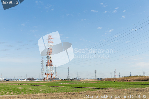 Image of Power tower with blue sky