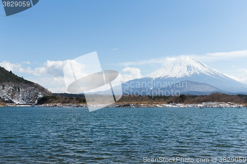Image of Lake Shoji and mountain Fuji
